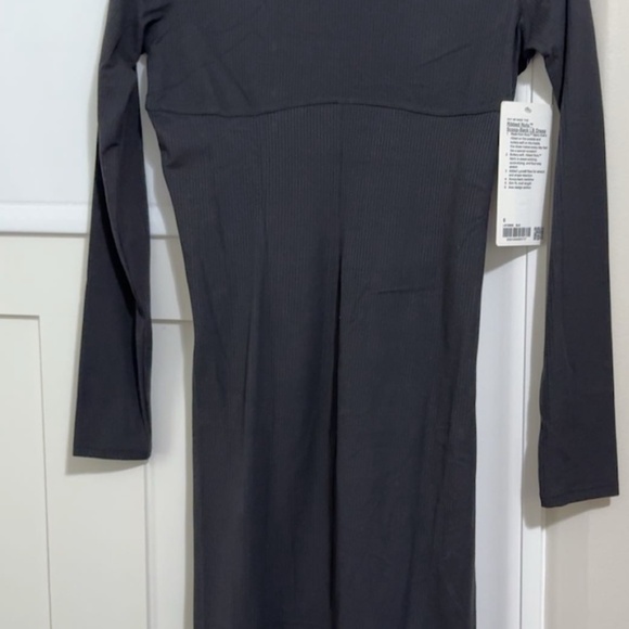 Lululemon Ribbed Nulu Scoop-Back Long-Sleeve Dress (Size 6) in Black - Picture 6 of 7